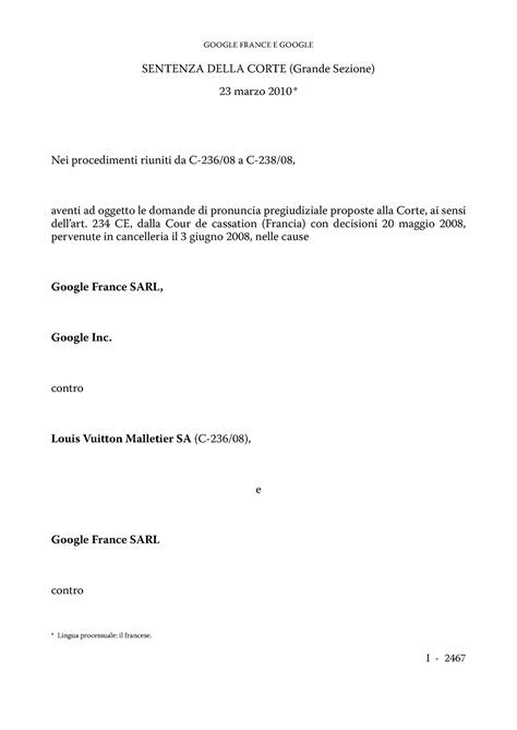 sentenza inserzionisti google louis vuitton|GOOGLE FRANCE AND GOOGLE .